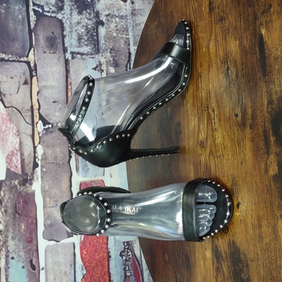Lala Ikai Silver Studded Faux Leather Heels - Picture 1 of 10